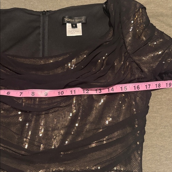 TADASHI SHOJI SEQUIN & SILK MESH SHEATH DRESS sz 8 - Picture 10 of 15